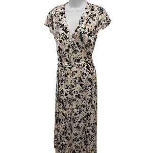 525 America Printed Silk Blend Wrap Midi Dress Size Medium